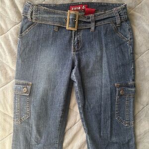 Zana Di Denim Women's Cargo Jeans with Belt